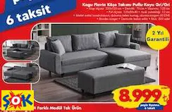 KAGU FLAVİA KÖŞE TAKIMI PUFLU KOYU GRİ/GRİ